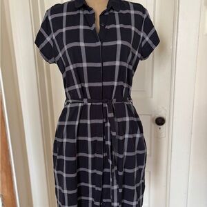 Plaid Navy White Women's Dress